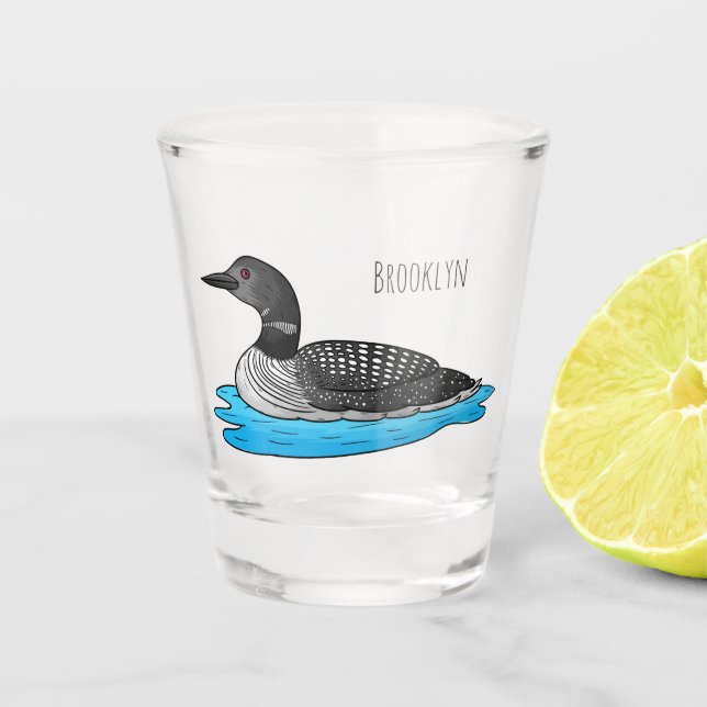 Vaso De Chupito Ilustracion de personalizado de aves de Loon (Anverso)