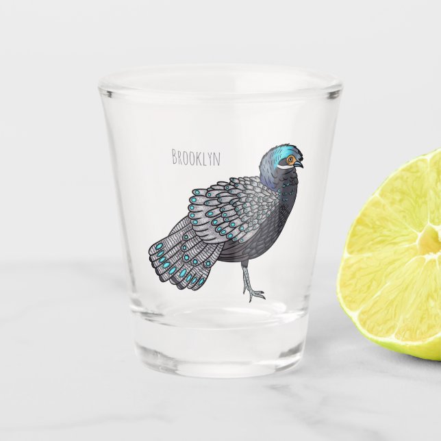 Vaso De Chupito Ilustracion de personalizado de aves de pavo real  (Anverso)