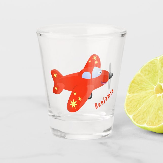 Vaso De Chupito Ilustracion de personalizado de avión rojo con vue (Anverso)