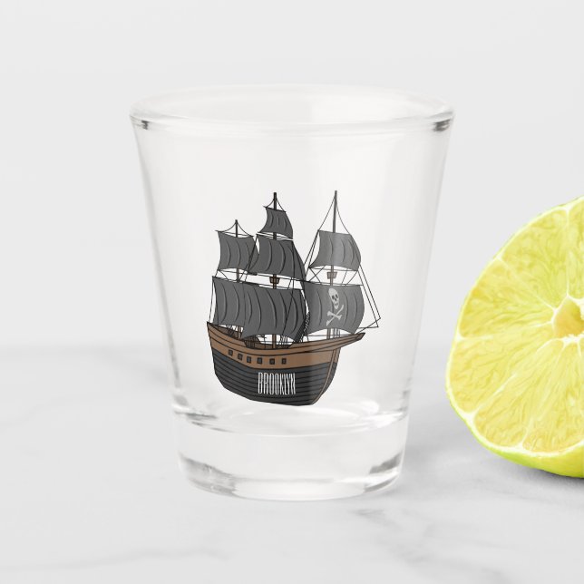 Vaso De Chupito Ilustracion de personalizado de buques piratas (Anverso)