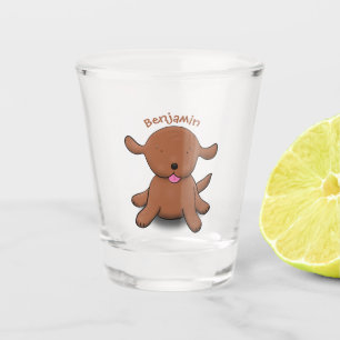Vaso De Chupito Ilustracion de personalizado de cachorro alegre