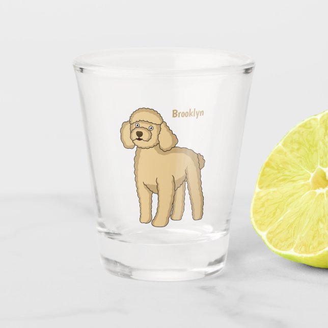 Vaso De Chupito Ilustracion de personalizado de caniche marrón fel (Anverso)