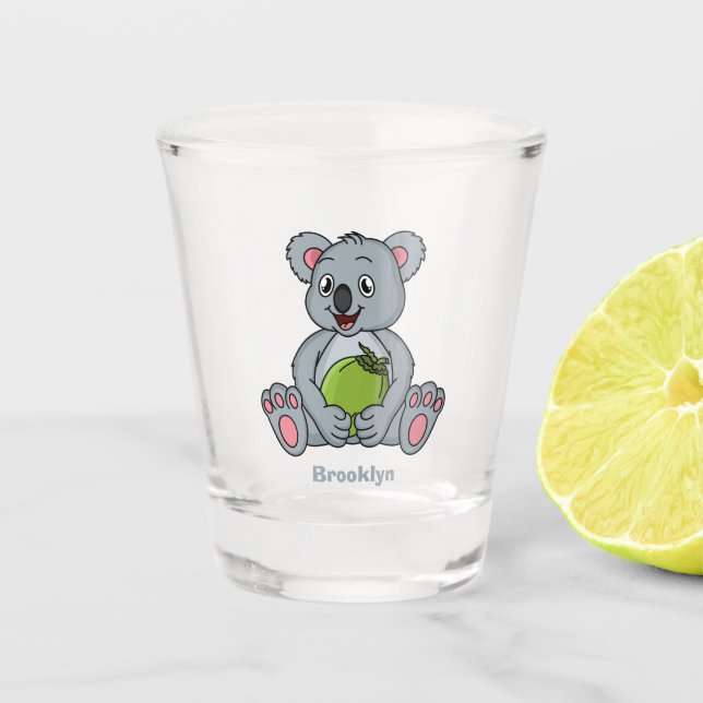 Vaso De Chupito Ilustracion de personalizado de coco y koala cuta (Anverso)