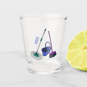 Vaso De Chupito Ilustracion de personalizado de escobas y mopas