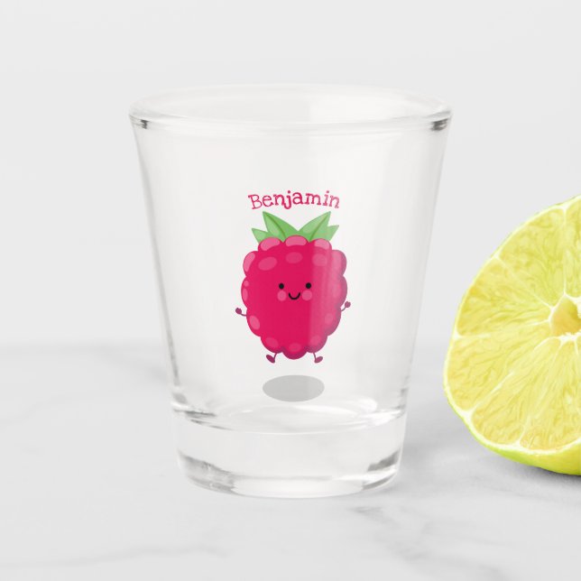 Vaso De Chupito Ilustracion de personalizado de frambuesa alegre (Anverso)