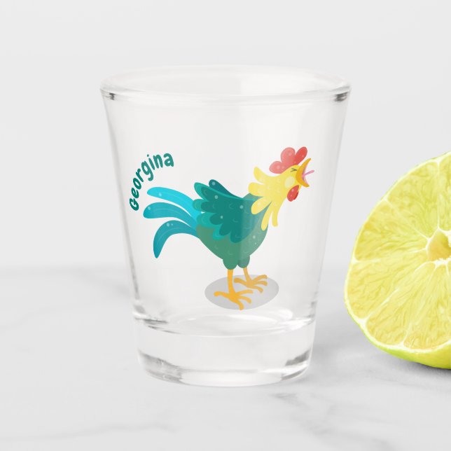 Vaso De Chupito Ilustracion de personalizado de gallo de entrego g (Anverso)
