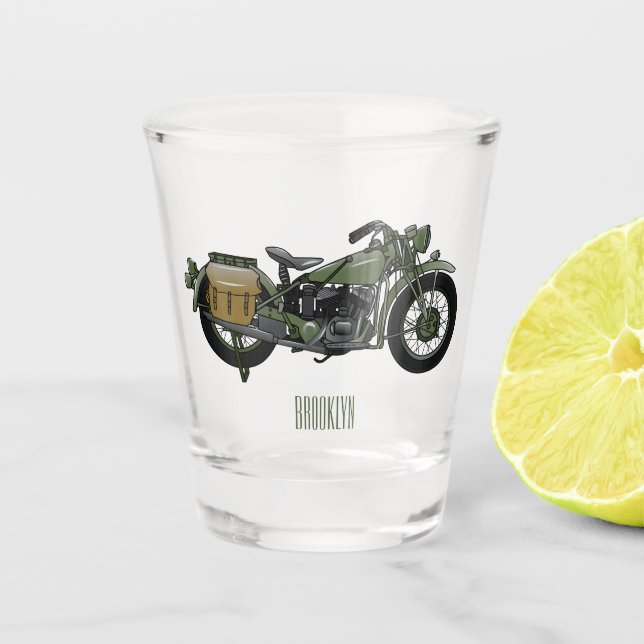 Vaso De Chupito Ilustracion de personalizado de motocicleta de cru (Anverso)