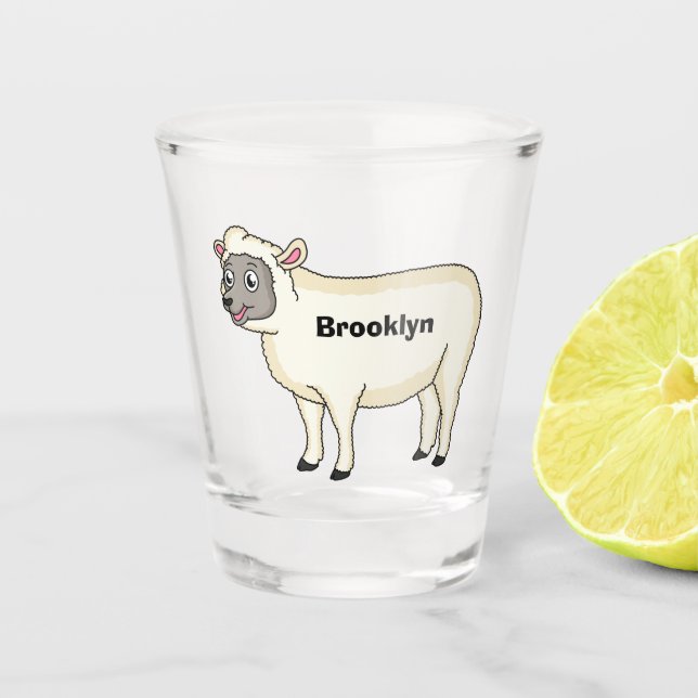 Vaso De Chupito Ilustracion de personalizado de ovejas alegres (Anverso)