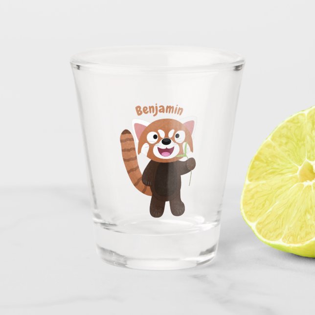 Vaso De Chupito Ilustracion de personalizado de panda rojo (Anverso)