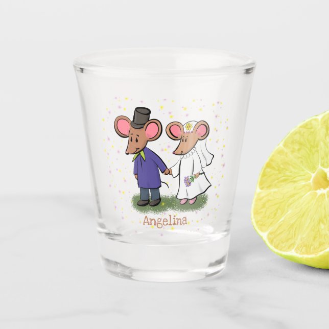 Vaso De Chupito Ilustracion de personalizado de pareja de ratones (Anverso)
