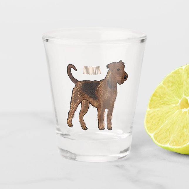 Vaso De Chupito Ilustracion de personalizado de perro Airedale ter (Anverso)