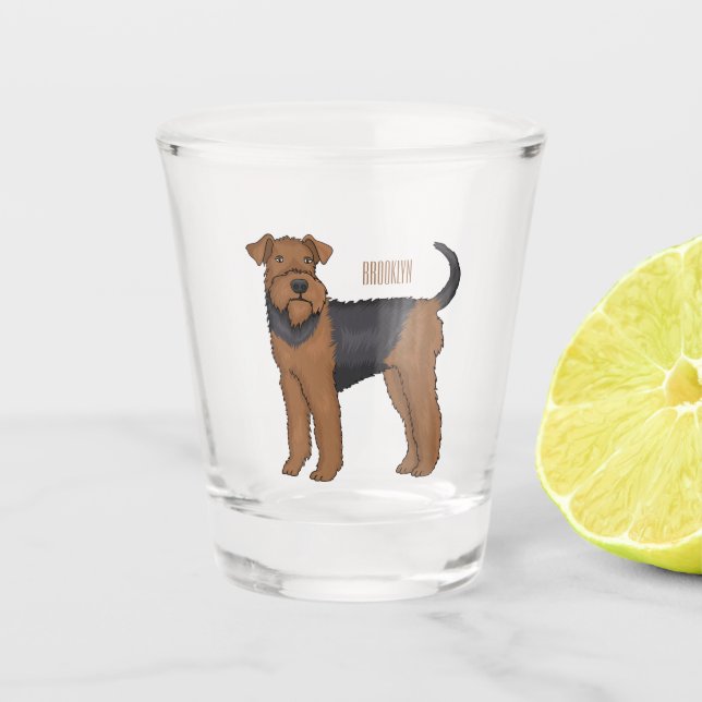 Vaso De Chupito Ilustracion de personalizado de perro Airedale ter (Anverso)