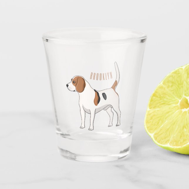 Vaso De Chupito Ilustracion de personalizado de perro Beagle (Anverso)