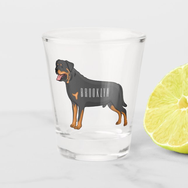 Vaso De Chupito Ilustracion de personalizado de perro de Rottweile (Anverso)