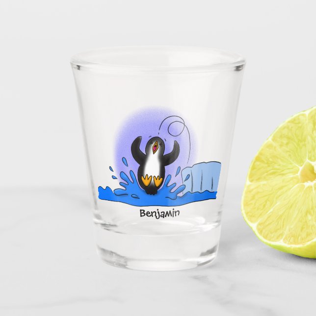 Vaso De Chupito Ilustracion de personalizado de pingüino puenteado (Anverso)