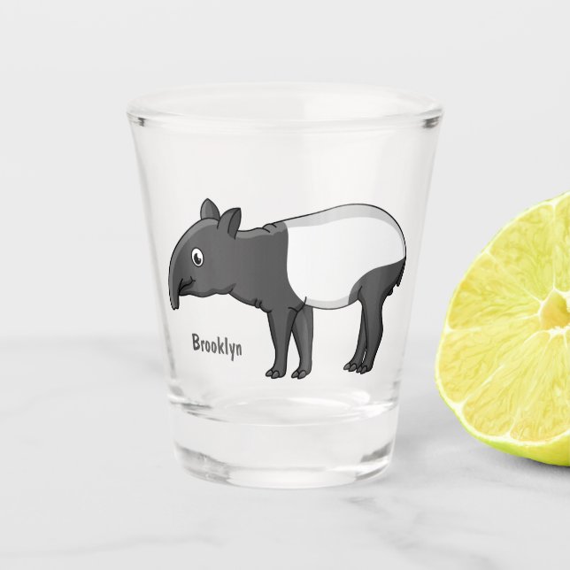 Vaso De Chupito Ilustracion de personalizado feliz (Anverso)