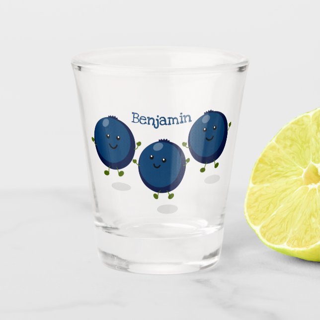 Vaso De Chupito Ilustracion de personalizado morado de arándanos a (Anverso)