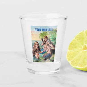 Vaso De Chupito Ilustracion de Sirenas Vintage