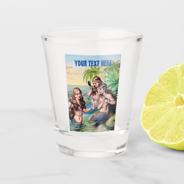 Vaso De Chupito Ilustracion de Sirenas Vintage (Anverso)