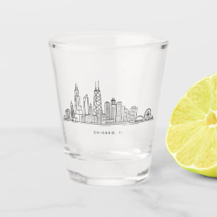 Vaso De Chupito Ilustración del paisaje urbano de Chicago, IL
