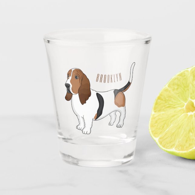 Vaso De Chupito Ilustracion del personalizado del perro de enlace  (Anverso)