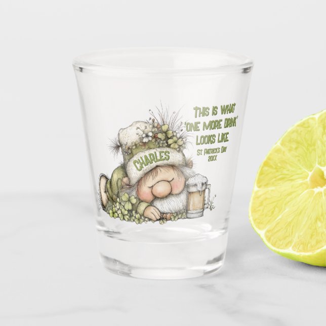 Vaso De Chupito Ilustración divertida de duende desmayado (Anverso)