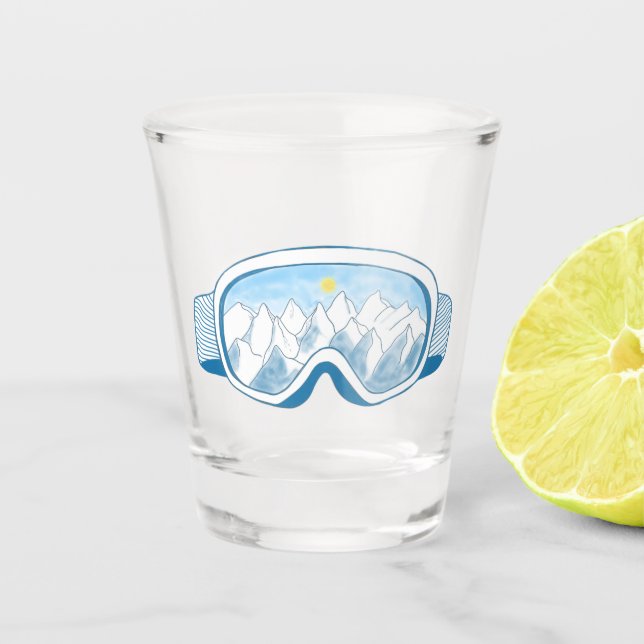 Vaso De Chupito Ilustracion Goggles de Ski Mountain (Anverso)