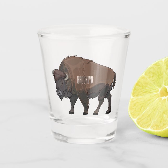 Vaso De Chupito Ilustracion personalizado Bison (Anverso)