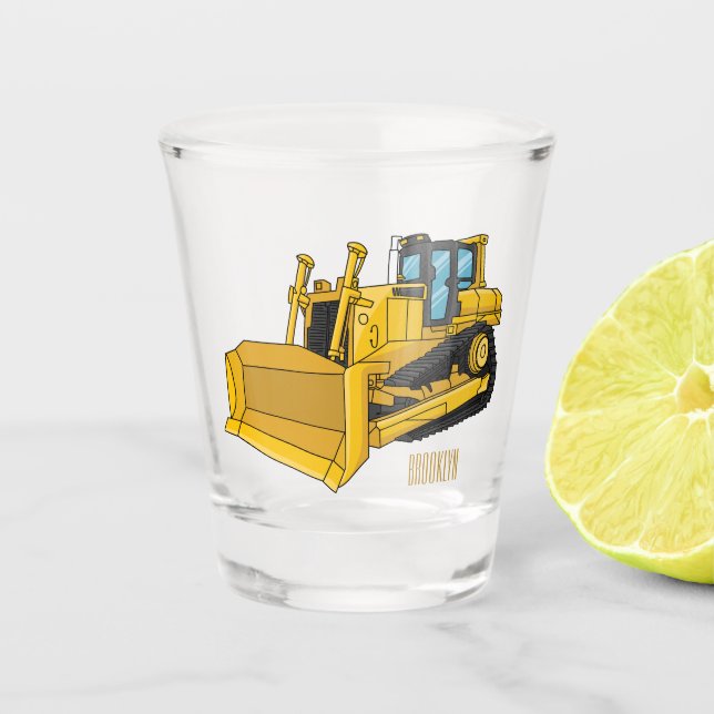 Vaso De Chupito Ilustracion personalizado Bulldozer (Anverso)