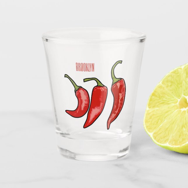Vaso De Chupito Ilustracion personalizado Chili (Anverso)