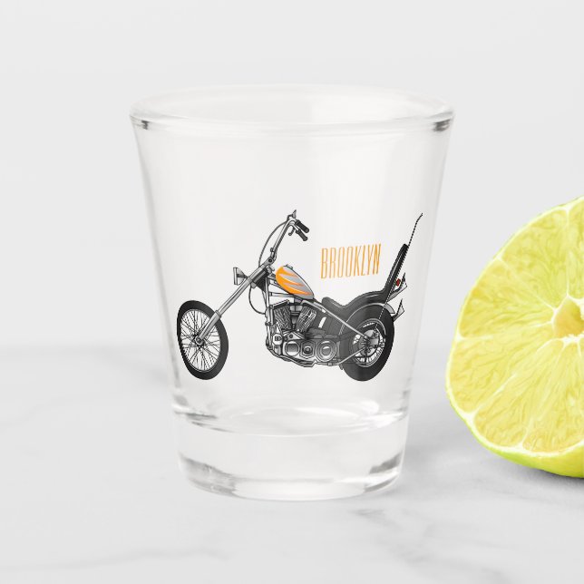 Vaso De Chupito Ilustracion personalizado Chopper Motorcycle 1950 (Anverso)