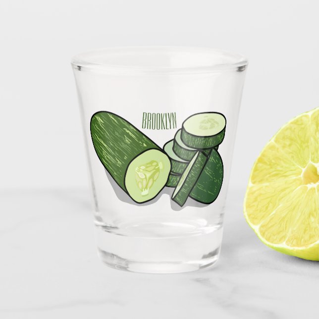 Vaso De Chupito Ilustracion personalizado Cucumber (Anverso)