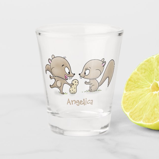 Vaso De Chupito Ilustracion personalizado de ardillas graciosas (Anverso)