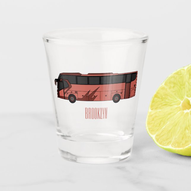 Vaso De Chupito Ilustracion personalizado de autobús (Anverso)