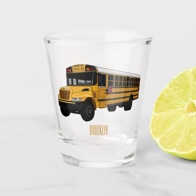 Vaso De Chupito Ilustracion personalizado de autobús escolar (Anverso)