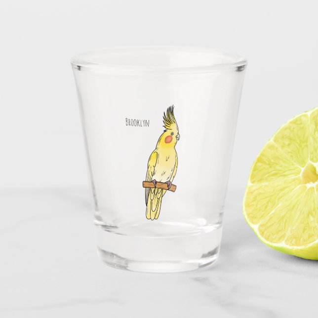 Vaso De Chupito Ilustracion personalizado de aves de Cockatiel (Anverso)
