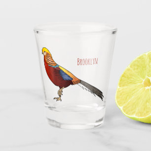 Vaso De Chupito Ilustracion personalizado de aves de faisán dorado