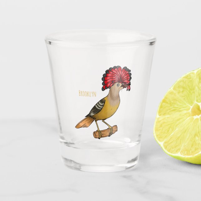 Vaso De Chupito Ilustracion personalizado de aves Royal flycatcher (Anverso)
