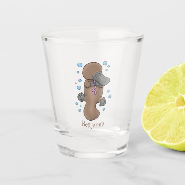 Vaso De Chupito Ilustracion personalizado de bebé de plaquypus fel (Anverso)