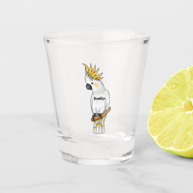 Vaso De Chupito Ilustracion personalizado de cacatúa con crema de  (Anverso)