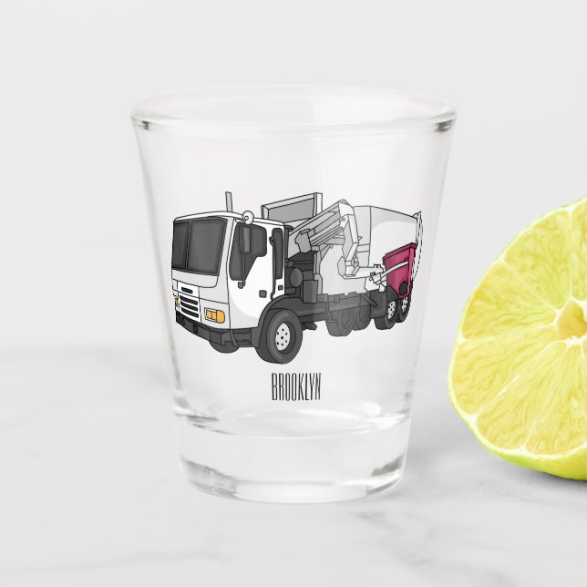 Vaso De Chupito Ilustracion personalizado de camión de basura (Anverso)