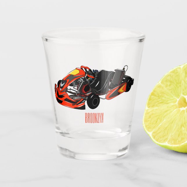 Vaso De Chupito Ilustracion personalizado de carreras de Kart (Anverso)