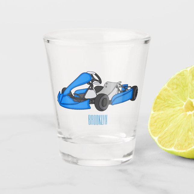 Vaso De Chupito Ilustracion personalizado de carreras de Kart (Anverso)