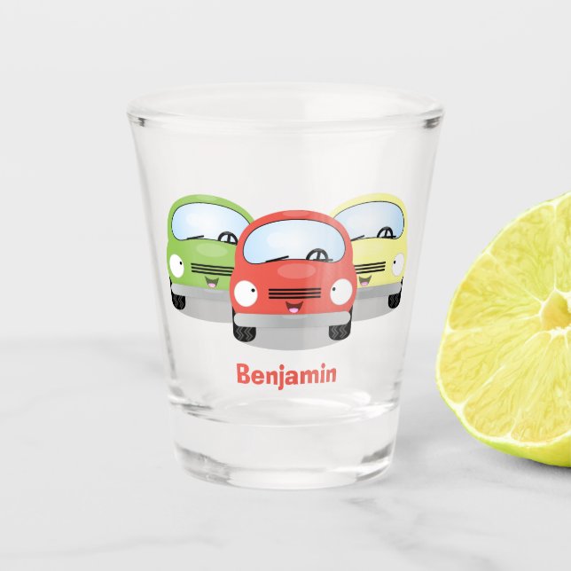 Vaso De Chupito Ilustracion personalizado de coches Cute kawaii (Anverso)