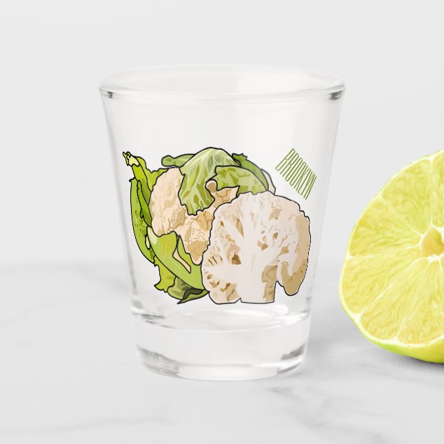 Vaso De Chupito Ilustracion personalizado de coliflor (Anverso)