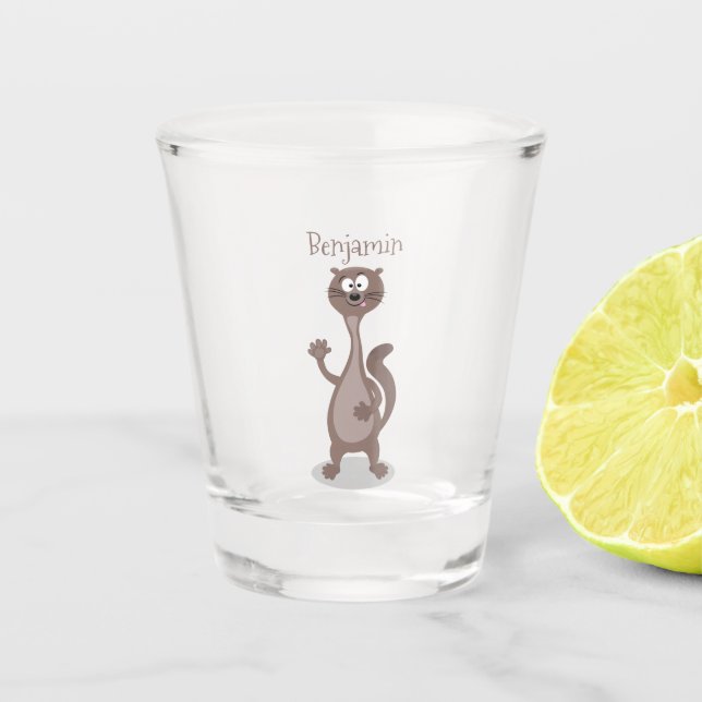 Vaso De Chupito Ilustracion personalizado de comadreja divertida (Anverso)