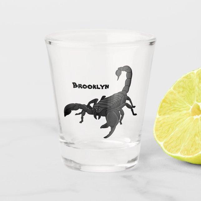 Vaso De Chupito Ilustracion personalizado de escorpión hambriento  (Anverso)