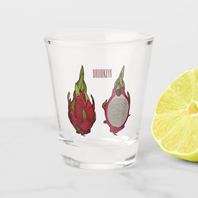 Vaso De Chupito Ilustracion personalizado de fruta dragón (Anverso)