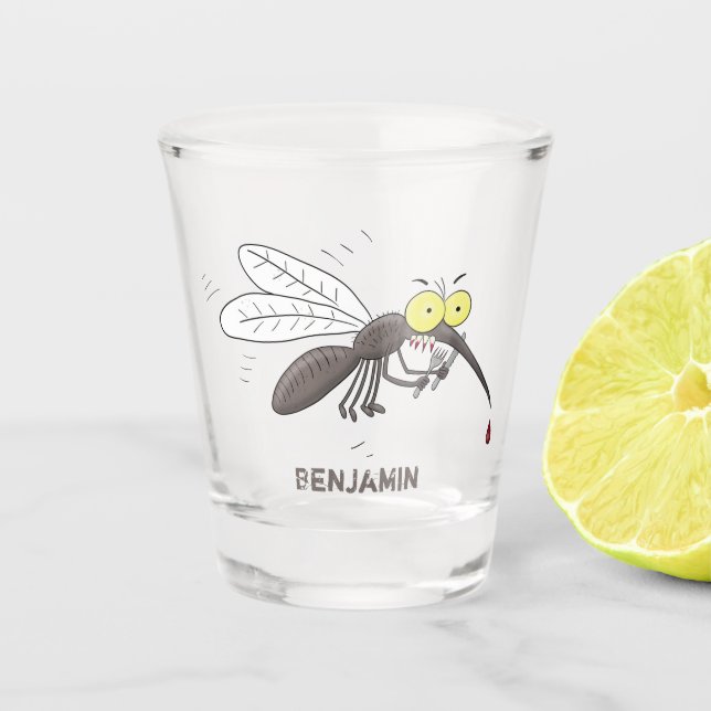 Vaso De Chupito Ilustracion personalizado de insectos de mosquitos (Anverso)