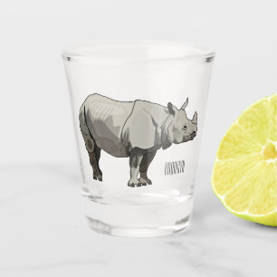 Vaso De Chupito Ilustracion personalizado de Javan rhinoceros